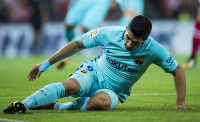 Luis Su&aacute;rez, en el partido Athletic-Bar&ccedil;a.