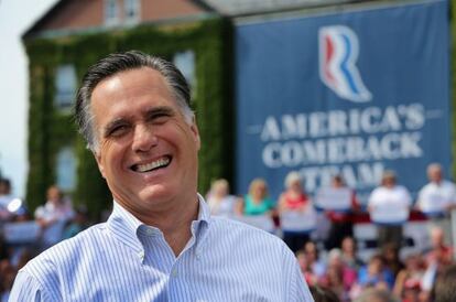 Romney, en un mitin en New Hampshire, el lunes.