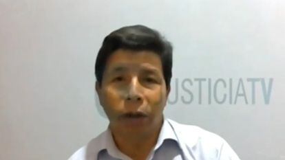 El expresidente peruano Pedro Castillo en una captura de pantalla de su aparición en una audiencia virtual el pasado martes.