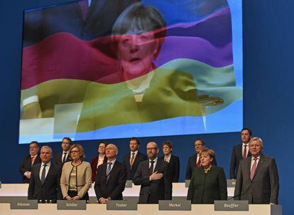 Merkel en el congreso de la CDU, este mi&eacute;rcoles en Essen.
