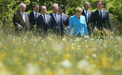 Los l&iacute;deres del G-7 durante la reuni&oacute;n que han celebrado en Alemania. 