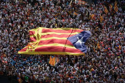 Bandera independentista en la Diada. 