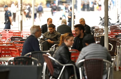 Una terraza en el centro de Madrid, este jueves.