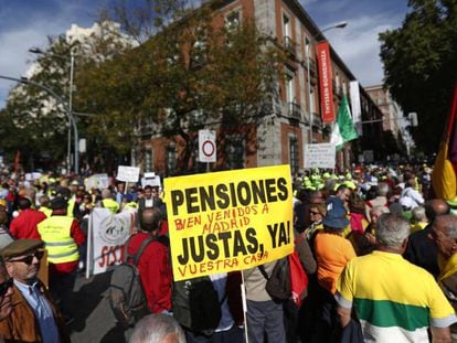 Manifestación de pensionistas en Madrid.