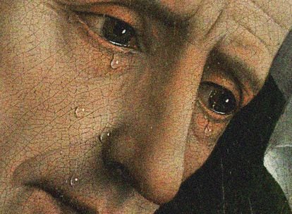 La representación del llanto en la sociedad occidental no ha sido demasiado frecuente, así que ver a celebridades  vulnerables en Instagram nos descoloca y sorprende. En la imagen, detalle de la pintura 'El Descendimiento', de Van der Weyden.