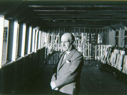 José Ortega y Gasset, en el embarcadero de Buenos Aires, en 1942.