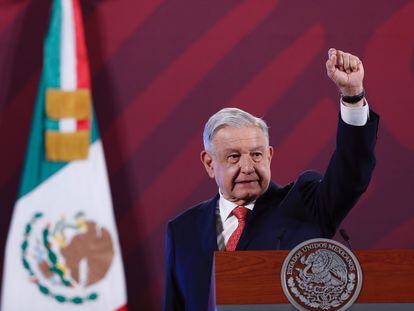 El presidente de México, Andrés Manuel López Obrador, durante la conferencia de esta mañana.