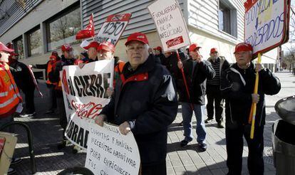 Protestas de trabajadores de Coca-cola en Madrid en febrero