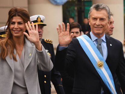 El presidente Mauricio Macri y la primera dama, Juliana Awada, durante el tedéum del 25 de mayo en Buenos Aires.