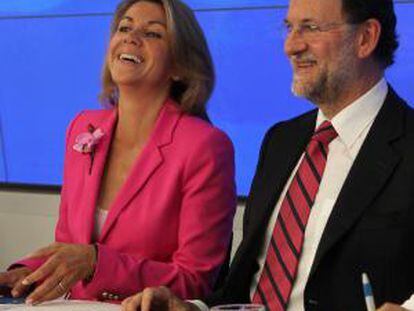 Dolores de Cospedal y Mariano Rajoy, durante la reunión de la junta directiva nacional del PP.