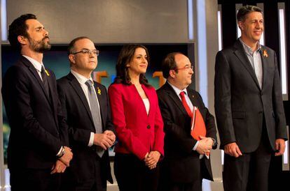 Los candidatos a la Generalitat de Cataluña antes del debate del jueves.