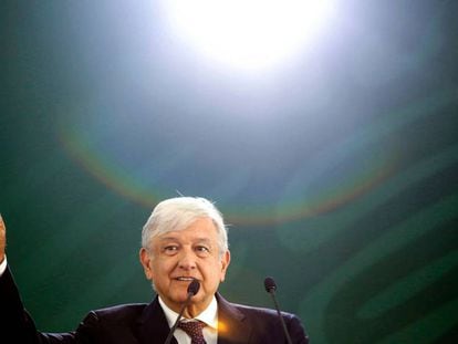 El presidente de México, Andrés Manuel López Obrador, durante una conferencia. 