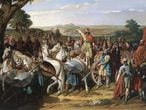 'El rey don Rodrigo arengando a sus tropas en la batalla de Guadalete', de Bernardo Blanco.