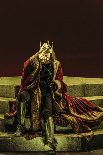 Juan Diego, en el papel de Ricardo III en un ensayo de la obra en el Teatro Español.