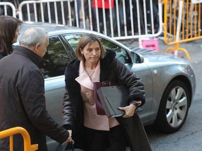 Carme Forcadell a su llegada al Tribunal Supremo este jueves.