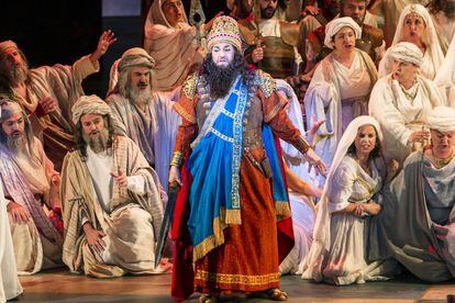 Plácido Domingo, durante el ensayo de la ópera 'Nabucco' , en el Palau de les Arts en Valencia, el pasado 29 de noviembre.