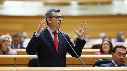 Félix Bolaños, durante la sesión de control al Gobierno celebrada por el pleno del Senado este martes en Madrid.