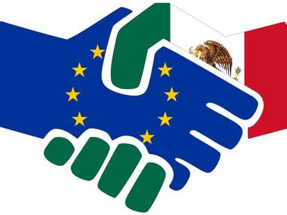 Ilustración sobre un acuerdo México Europa