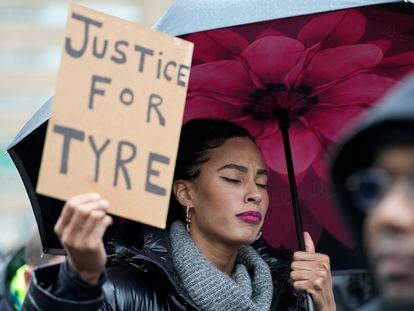 Manifestación en Memphis, Tennessee, en protesta por la muerte de Tyre Nichols, el pasado 3 de febrero.