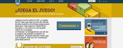 Juego ofrecido en la página web dedicada a las Elecciones 2014 por el Parlamento Europeo.