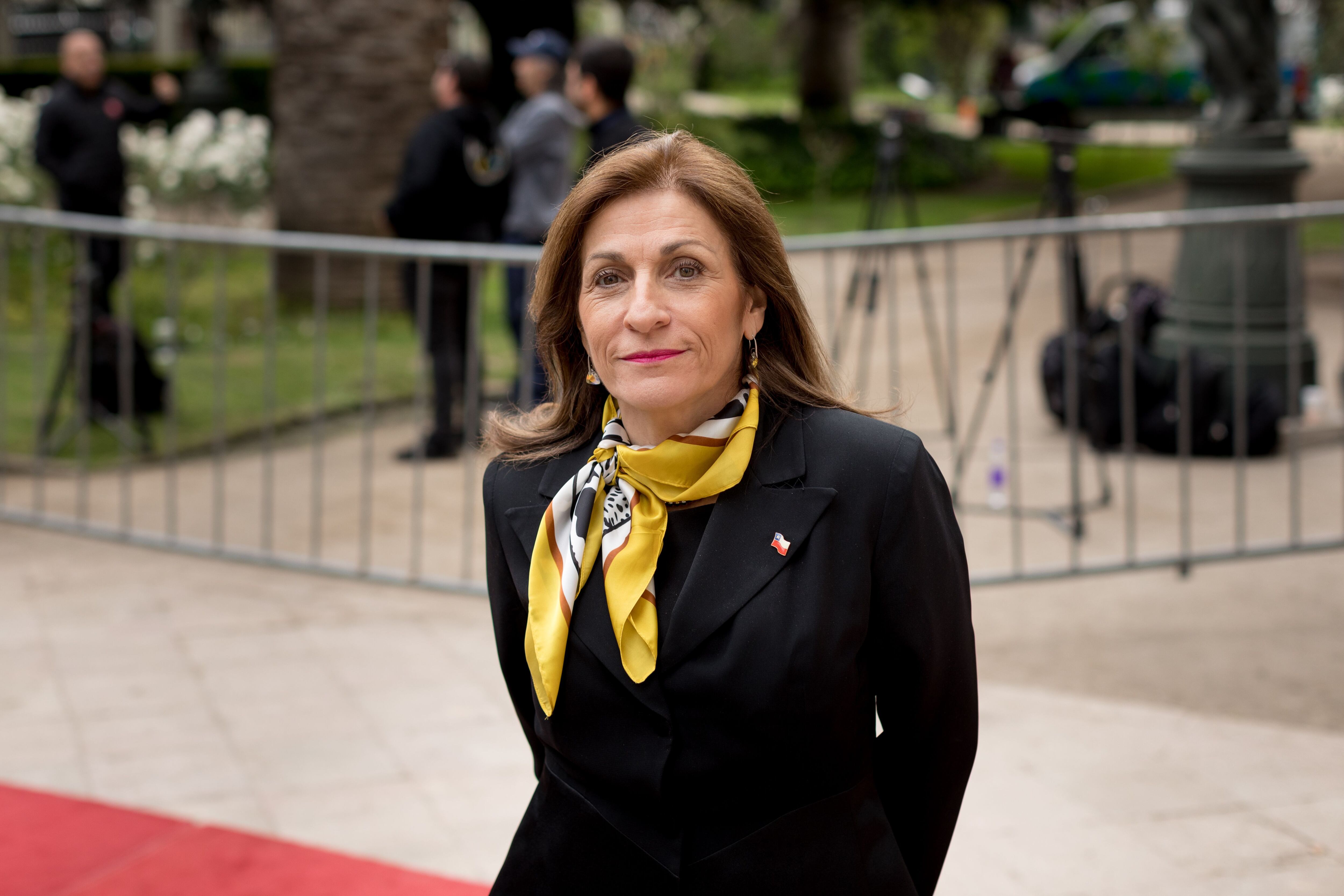 Pilar Cuevas este martes frente al palacio del viejo Congreso Nacional, en Santiago (Chile).
