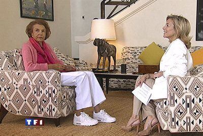 Liliane Bettencourt (izquierda), durante la entrevista concedida al canal de televisión TF1.