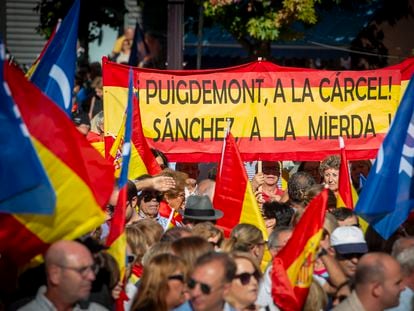 Manifestación del PP contra la amnistía, este domingo.