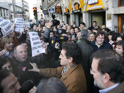 Bronca con trabajadores de TVG en un acto de Rajoy