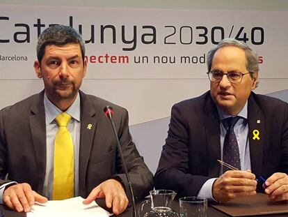 El presidente de la Cámara, Joan Canadell, y el presidente de la Generalitat, Quim Torra.