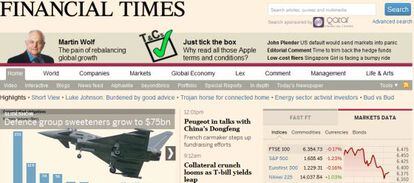 Captura de pantalla de la web del &#039;Financial Times&#039;.