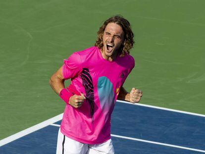 Stefanos Tsitsipas celebra su triunfo ante Anderson en las semis de Toronto. 