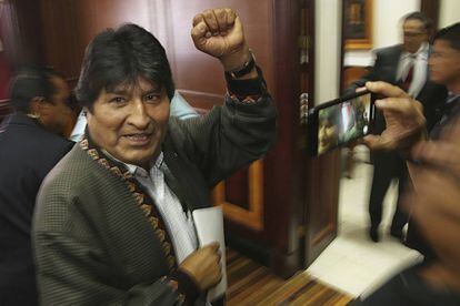 El expresidente de Bolivia Evo Morales en su primera conferencia e prensa en Ciudad de México. 
