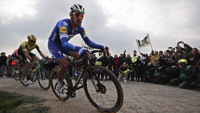 Philippe Gilbert, en el pavés de la París-Roubaix.