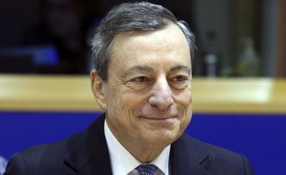 Mario Draghi, en el Parlamento Europeo este lunes.