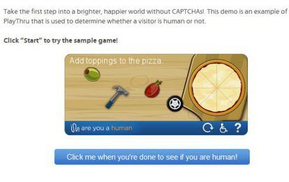 Web de 'Are you a human?' con uno de sus juegos 'antispam'