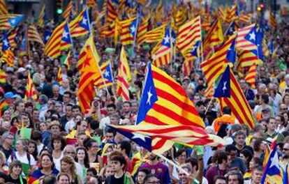 Manifestaci&oacute;n a favor de la independencia de Catalu&ntilde;a el 11 de septiembre.