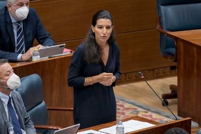 La portavoz de Vox en la Asamblea de Madrid, Rocío Monasterio, interviene en una sesión de control al Gobierno, el pasado 16 de septiembre.