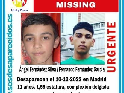 Los menores desaparecidos en Carabanchel (Madrid).