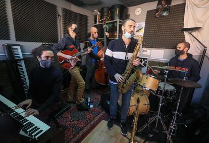 El quinteto The Machetazo, ensayando el concierto que ofrecerán en CentroCentro dentro del Festival Internacional de Jazz de Madrid.