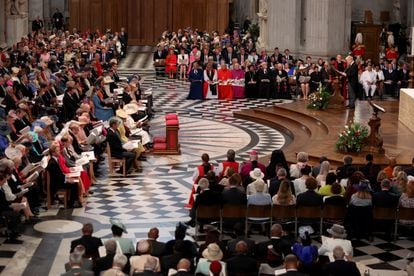 Una vista general del altar de San Pablo durante una lectura realizada por el primer ministro británico Boris Johnson.