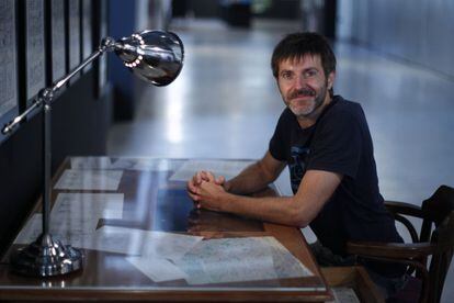 Paco Roca, en 2014 durante la presentaci&oacute;n de su exposici&oacute;n en la Fundaci&oacute;n Telef&oacute;nica de Madrid.