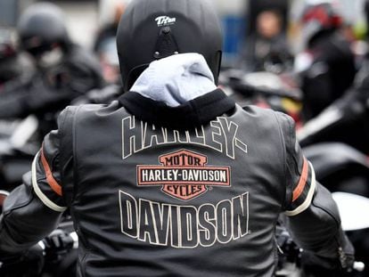 Motero de Harley-Davidson en Hambugo, Alemania