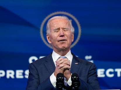 Joe Biden, durante una conferencia de prensa este miércoles en Wilmington, Delaware.