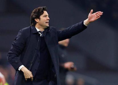 Solari, en el partido entre el Real Madrid y el Ajax.