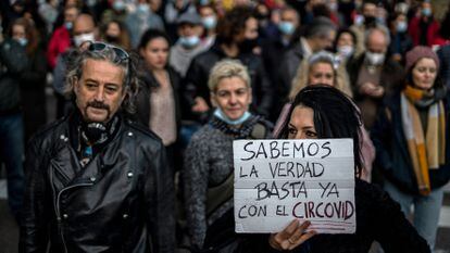 Manifestación de negacionistas de la covid-19, el pasado 7 de noviembre en Madrid.