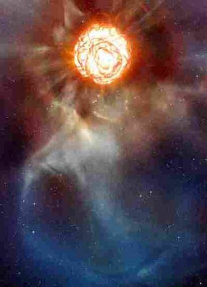 Ilustración del penacho de la estrella Betelgeuse.