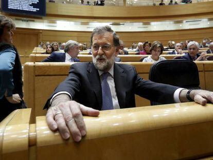 Mariano Rajoy durante el requerimiento del Gobierno al Senado de aprobaci&oacute;n de las medidas a las que se refiere el articulo 155.