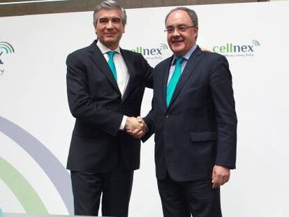 Francisco Reyn&eacute;s, presidente de Cellnex, y Tob&iacute;as Mart&iacute;nez, consejero delegado