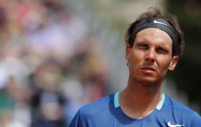 Nadal se lamenta durante el partido contra Ferrer.