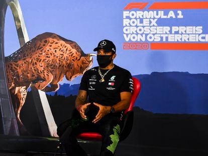 Lewis Hamilton, en una rueda de prensa en el circuito Red Bull Ring, en Austria.